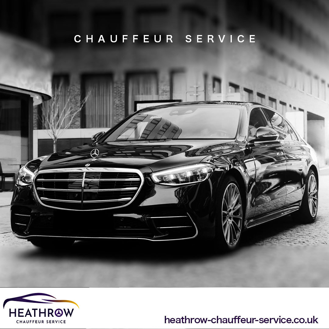Luxurious, Executive Black Mercedes S Class for hire, ready to take passengers to Heathrow. 